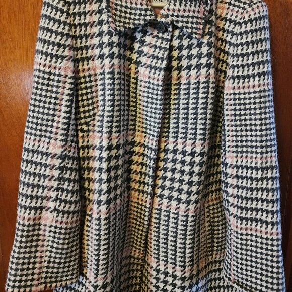 Women's Size 14 J.G. Hook Cream/Gray/Pink Wool Blend Full Length Coat - Picture 3 of 11